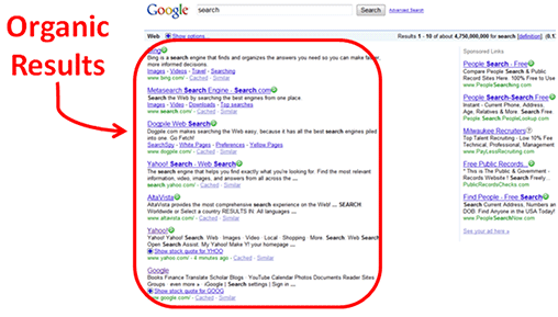 google organic search